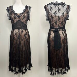 KAMAROV Vintage Romantic Lace Midi Evening Slip Dress Women’s Size Small